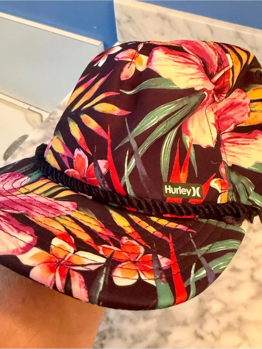 Vtg Y2K Hurley Hawaiian Floral Mesh Snapback Hat Cap Adjustable Tropical Skater
